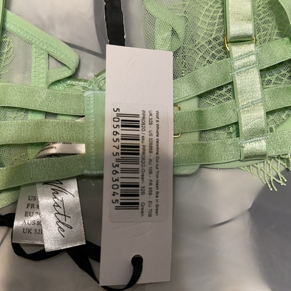 Wolf & Whistle Valentina Cut out Trim Mesh Bra in Green - Picture 3 of 4